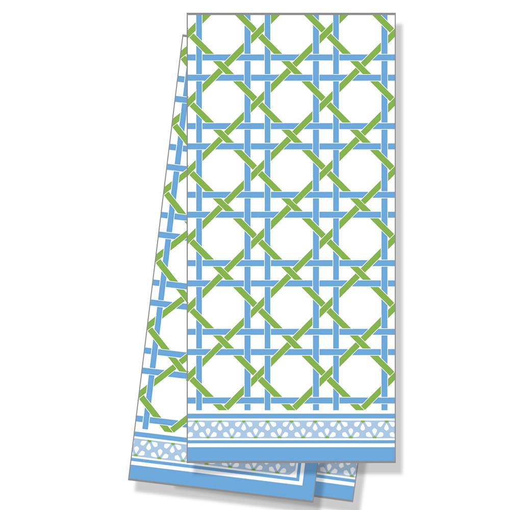 Blue + Green Basketweave Pattern Tea Towel - WH Hostess Social Stationery - Gaines Jewelers