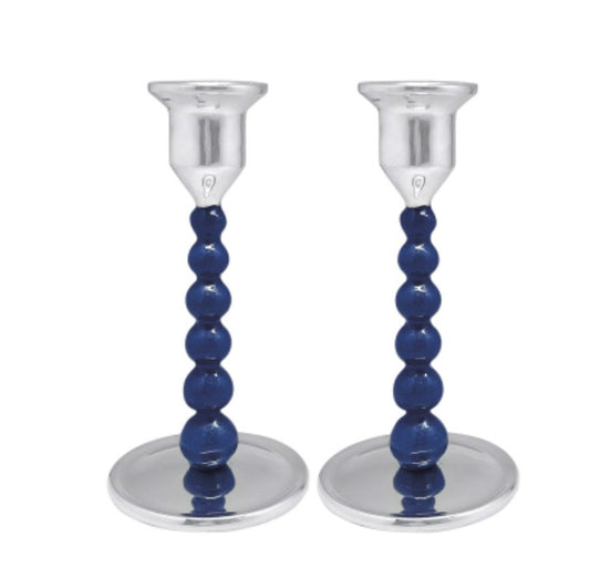 Blue Pearled Candle Holder Set - Gaines Jewelers