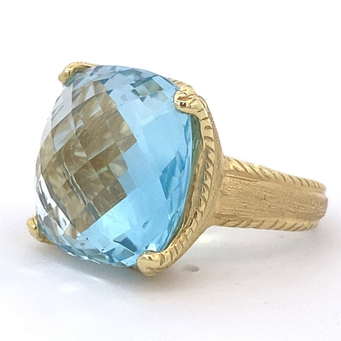 Blue Topaz Large Cushion Cut Ring - Gaines Jewelers