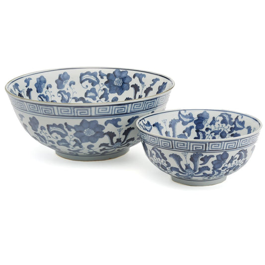 Blue&White Lotus Flower Bowl Set/2 - Gaines Jewelers