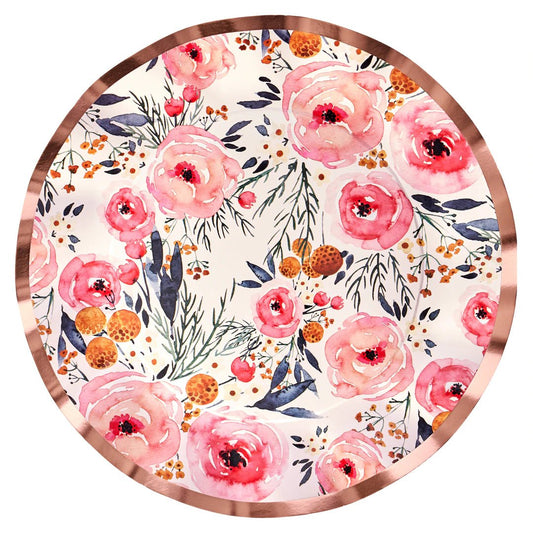 Blush Bouquet Wavy Paper Dinner Plate 8pk - Gaines Jewelers