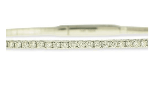 Bracelet-14k white gold bangle diamond - Gaines Jewelers