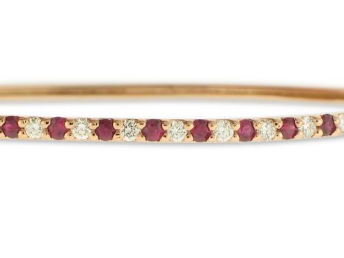 Bracelet- 14k Yellow Or Rose Gold Ruby And Diamond Bangle - Gaines Jewelers