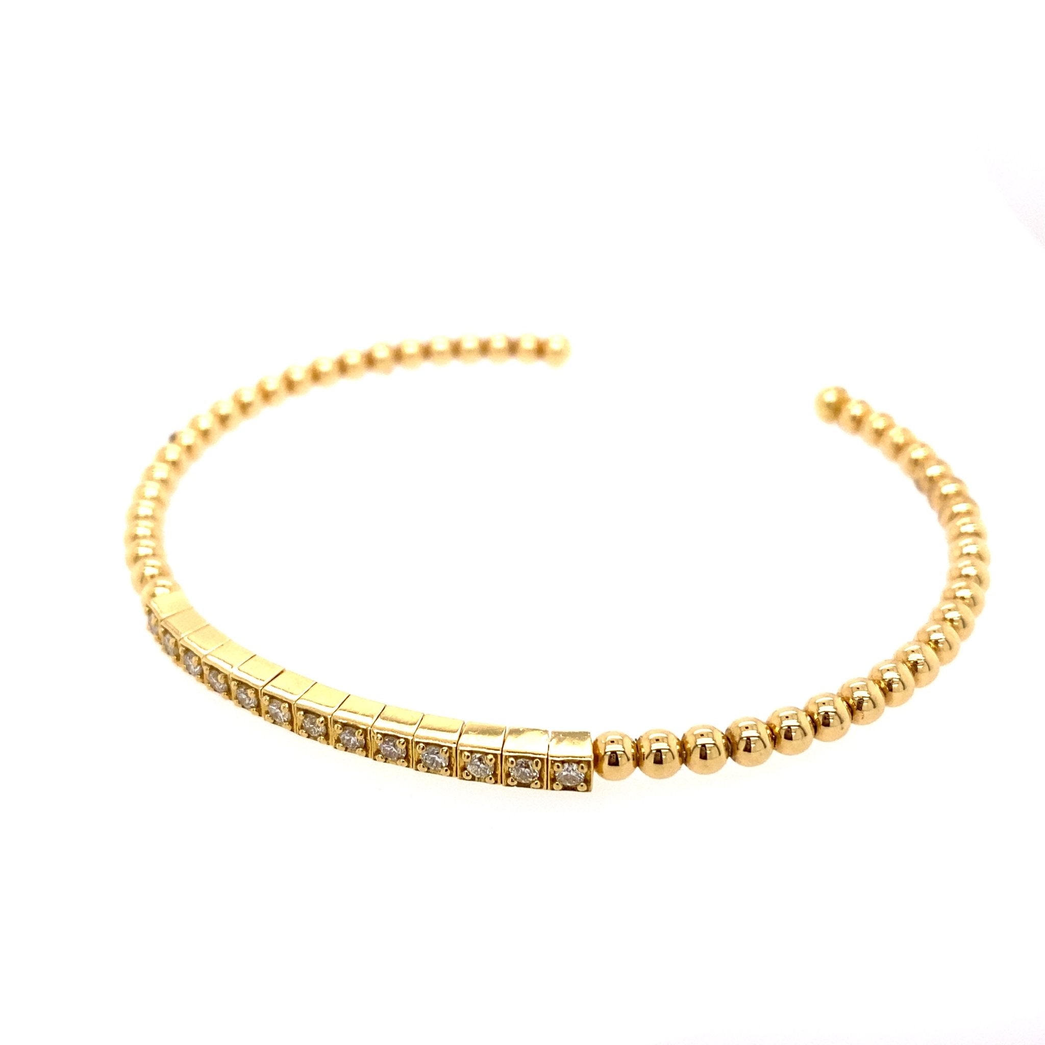 Bracelet 14kt yg bangle cuff with Diamond Accents - Gaines Jewelers