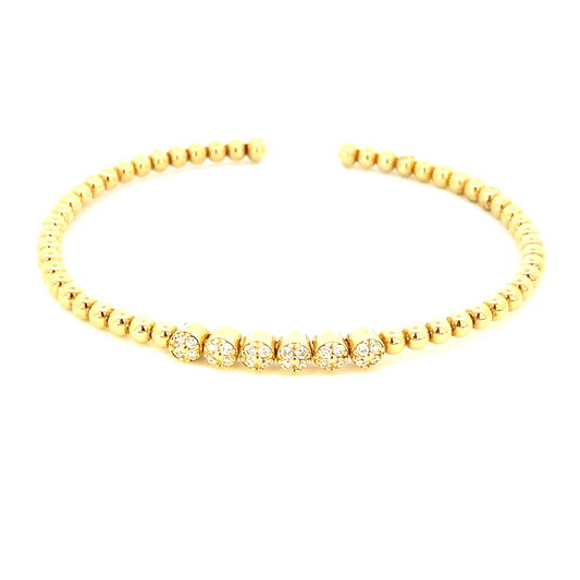 Bracelet- 18k yellow gold flex cuff and diamond straight line bracelet - Gaines Jewelers