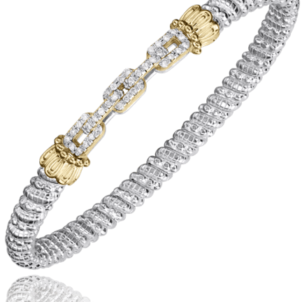 Bracelet 2 tone 3 diamond section - Gaines Jewelers