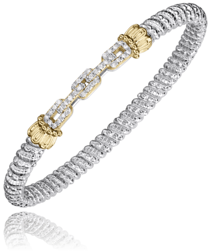 Bracelet 2 tone 3 diamond section - Gaines Jewelers