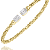 Bracelet- 2mm bangle bracelet with braid split diamond top 2-tone - Gaines Jewelers
