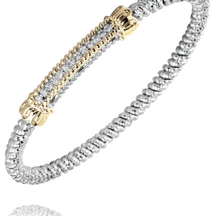 Bracelet- 3mm bangle bracelet with solid diamond bar on top - Gaines Jewelers