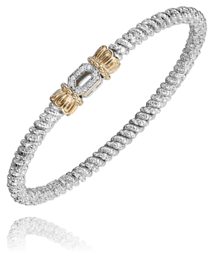 Bracelet- 3mm bangle braclet with open diamond section on top - Gaines Jewelers