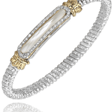 Bracelet- 4mm bangle bracelet with mother of pearl top with diamonds - Gaines Jewelers