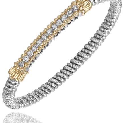 Bracelet- 4mm bangle bracelet with solid diamond bar top - Gaines Jewelers