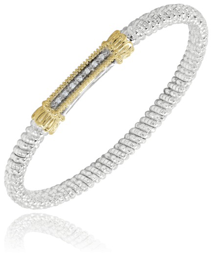 Bracelet- 4mm bangle bracelet with solid diamond bar top - Gaines Jewelers