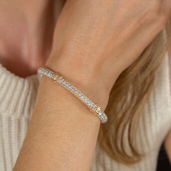 Bracelet- 4mm bangle bracelet with solid diamond bar top - Gaines Jewelers