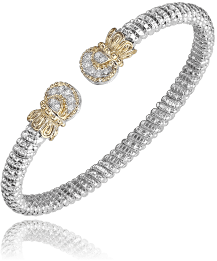Bracelet- 4mm bangle bracelet with U shape diamond on split top - Gaines Jewelers