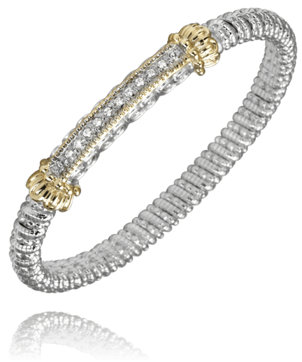 Bracelet- 6mm bangle bracelet with solid diamond bar on top - Gaines Jewelers
