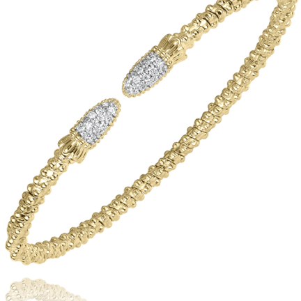 Bracelet bangle braid split diamond top 14kt yellow gold - Gaines Jewelers