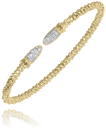 Bracelet bangle braid split diamond top 14kt yellow gold - Gaines Jewelers
