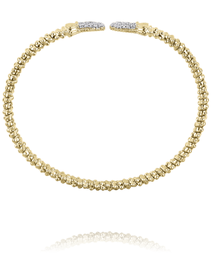 Bracelet bangle braid split diamond top 14kt yellow gold - Gaines Jewelers