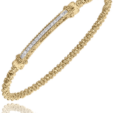 Bracelet bangle braided with diamond bar 14kt yellow gold - Gaines Jewelers