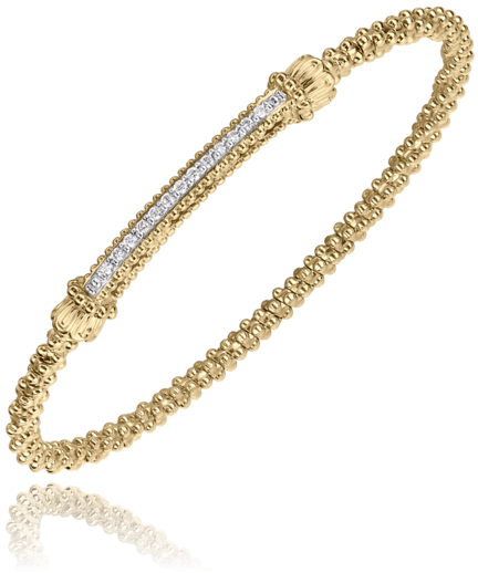 Bracelet bangle braided with diamond bar 14kt yellow gold - Gaines Jewelers