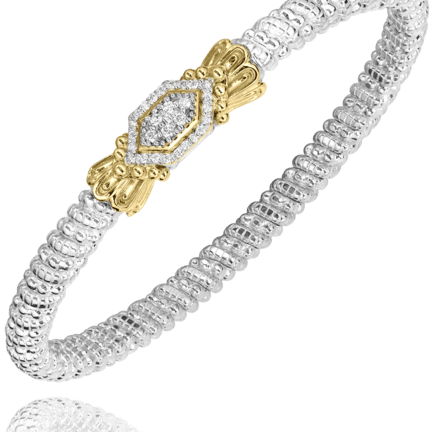 Bracelet bangle double diamond cluster 4mm closed top - Gaines Jewelers