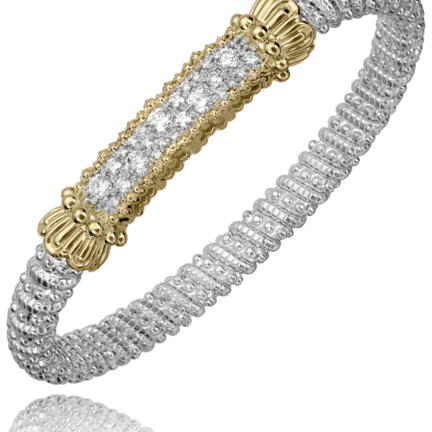 Bracelet bangle heavy diamond solid bar on top - Gaines Jewelers