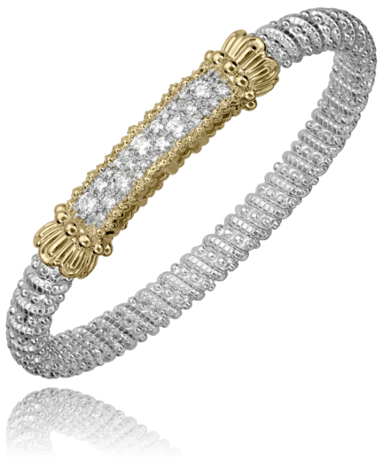 Bracelet bangle heavy diamond solid bar on top - Gaines Jewelers