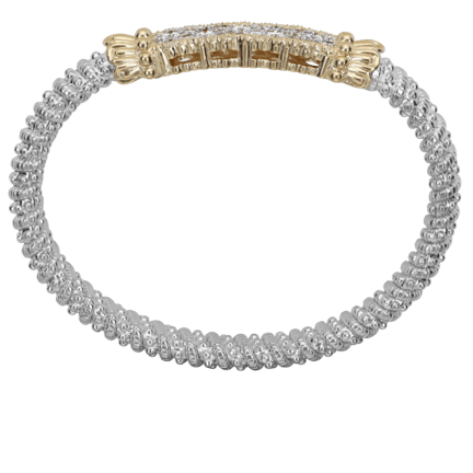 Bracelet bangle heavy diamond solid bar on top - Gaines Jewelers