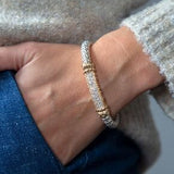 Bracelet bangle heavy diamond solid bar on top - Gaines Jewelers