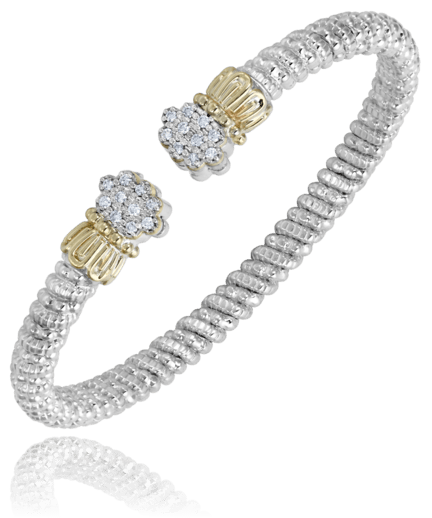Bracelet bangle large diamond clusters on split top - Gaines Jewelers