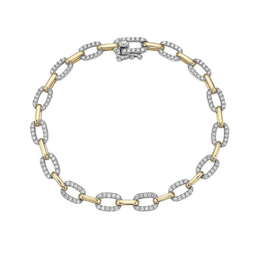 ****Bracelet diamond two-tone links - Gaines Jewelers