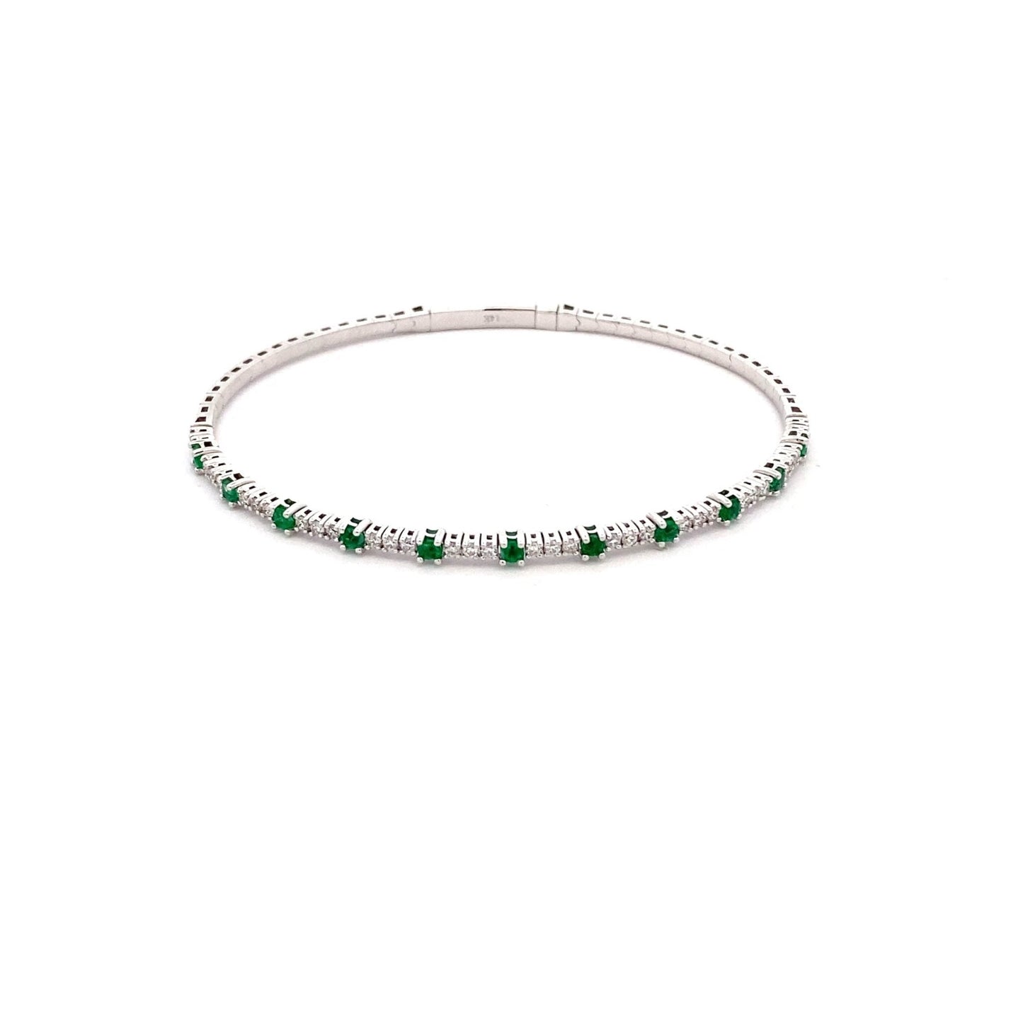 Bracelet emerald & diamond flex bangle 14kt white gold - Gaines Jewelers