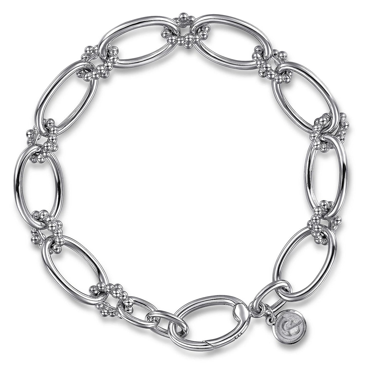 Bracelet oval link with beaded connectors - Gaines Jewelers