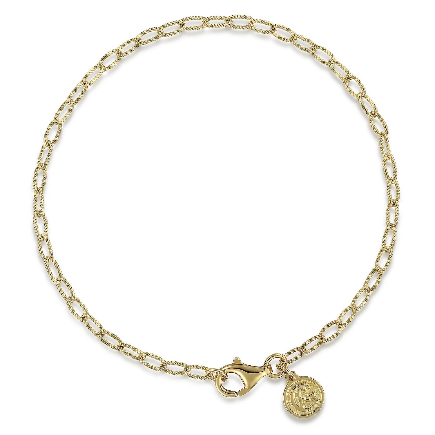 Bracelet oval textured link with disc tag - Gaines Jewelers