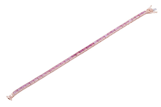 Bracelet pink sapphires straight line 14kt rose gold - Gaines Jewelers