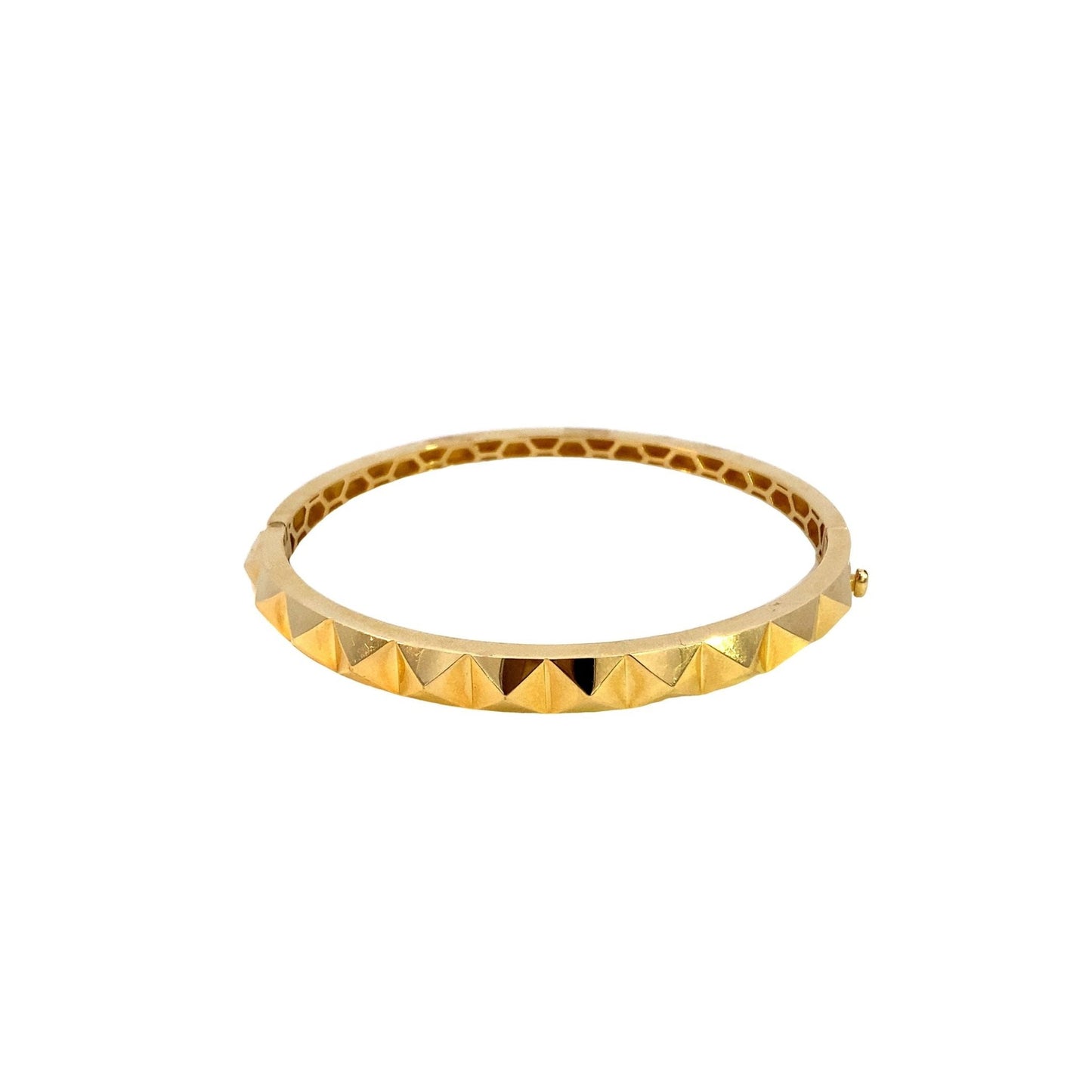 Bracelet pyramid motifs on top of hinged bangle 14kt yellow gold - Gaines Jewelers