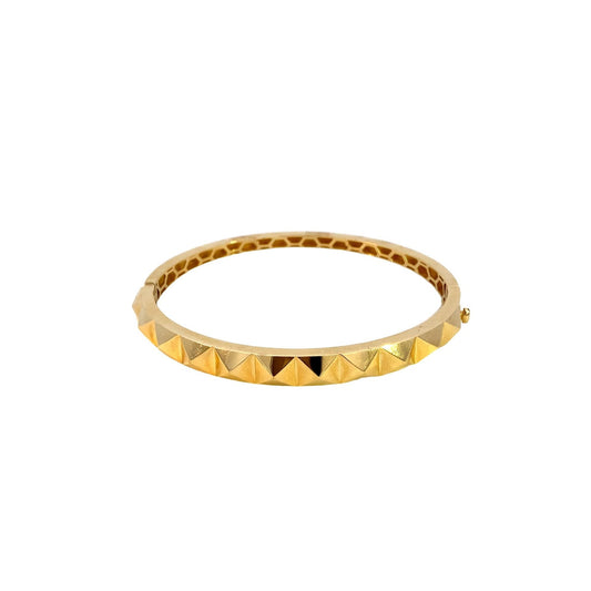 Bracelet pyramid motifs on top of hinged bangle 14kt yellow gold - Gaines Jewelers