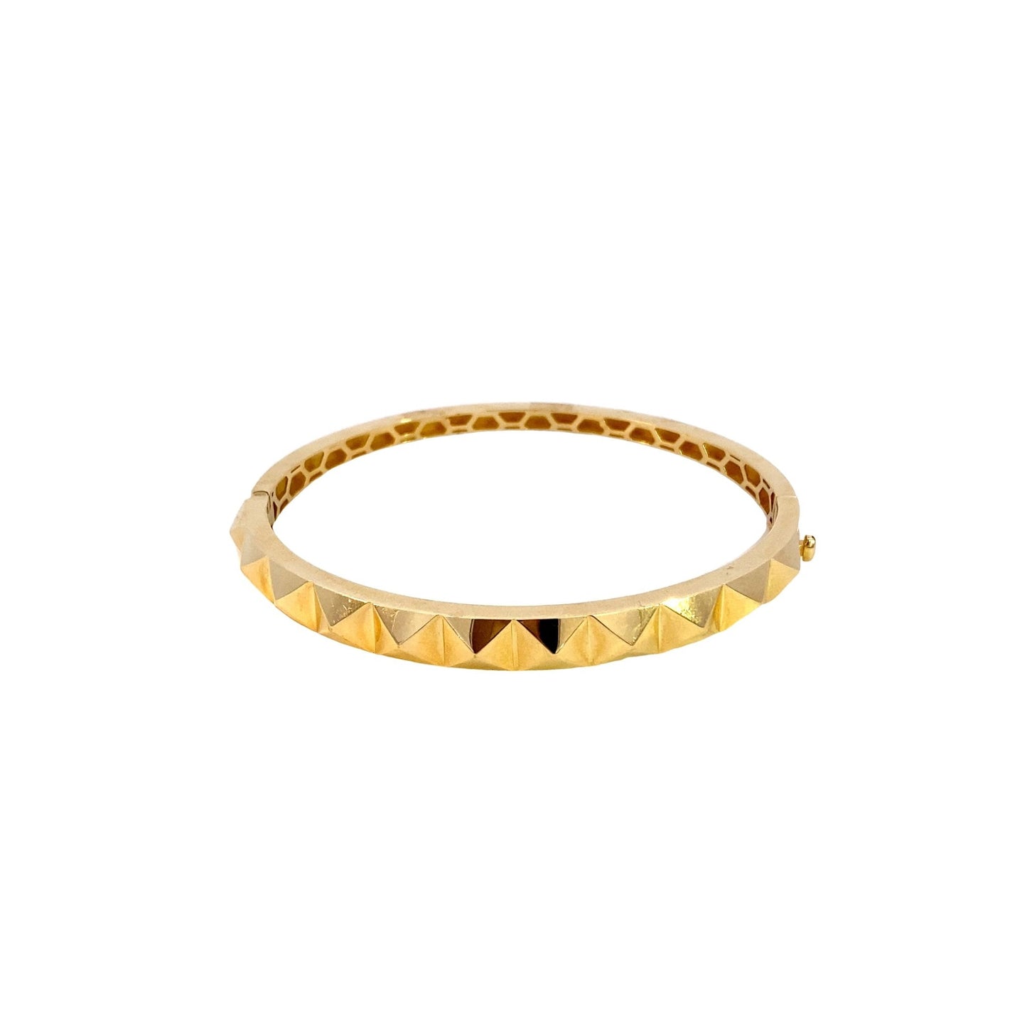 Bracelet pyramid motifs on top of hinged bangle 14kt yellow gold - Gaines Jewelers