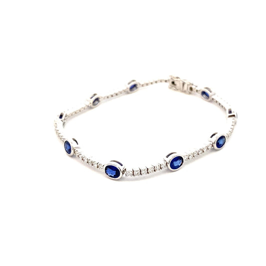 Bracelet sapphire and diamond straight line - Gaines Jewelers