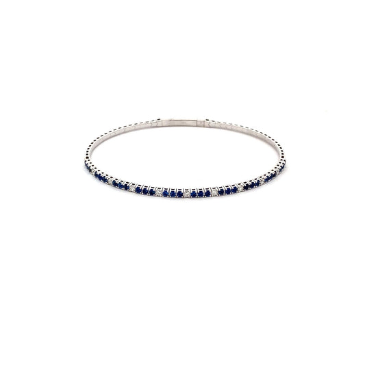 Bracelet sapphire & diamond flex bangle 14kt white gold - Gaines Jewelers