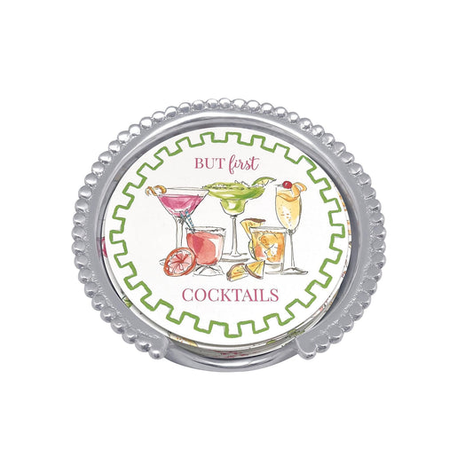 But first...Cocktails Beaded Coaster Set - Gaines Jewelers