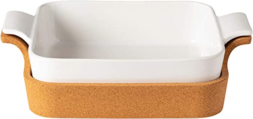 Casafina Ceramic 10" Square Baker with Cork Tray - Gaines Jewelers