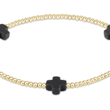Charcoal- Signature Cross Gold Pattern 2mm Bead Bracelet - Gaines Jewelers