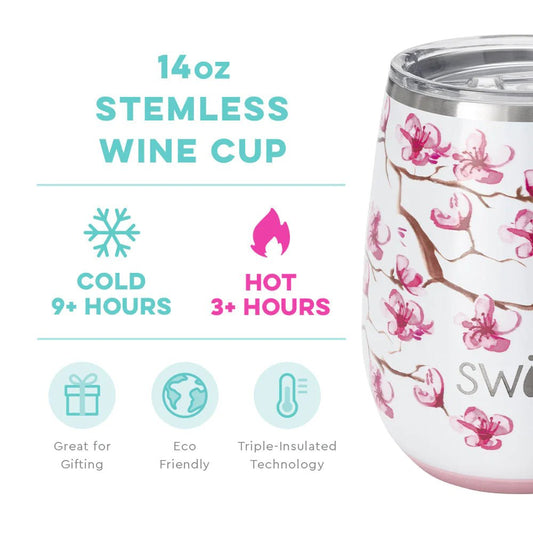 Cherry Blossom Stemless Wine Cup (14oz ) - Gaines Jewelers