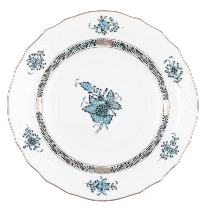 Chinese Bouquet Turquoise & Platinum Salad Plate - Herend - Gaines Jewelers