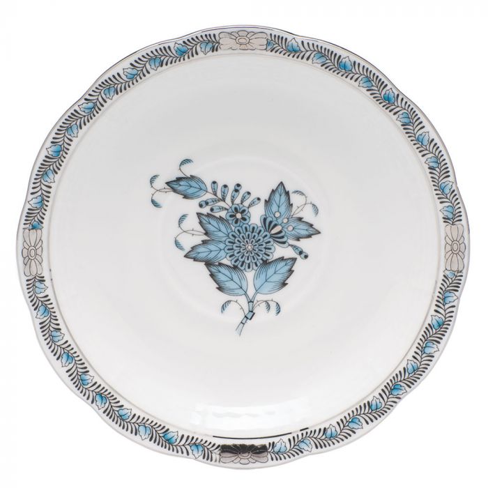CHINESE BOUQUET TURQUOISE & PLATINUM - TEA CUP & SAUCER - Gaines Jewelers