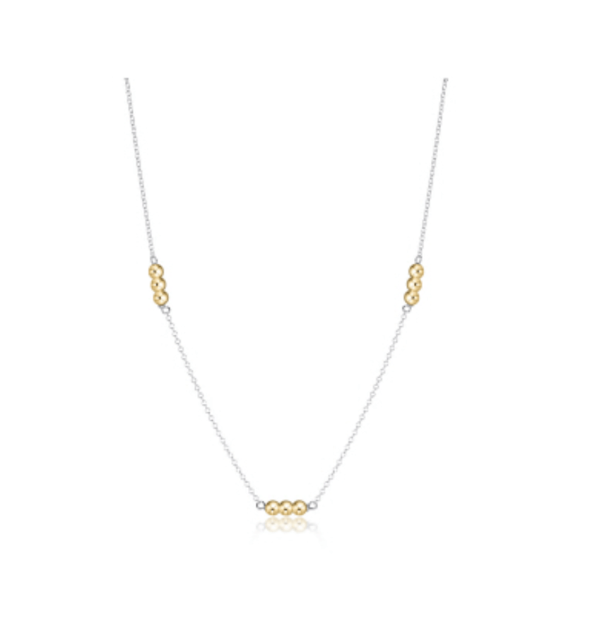 Choker Mixed Metal Joy Simplicity Sterling Chain-3mm Gold Bead - Gaines Jewelers