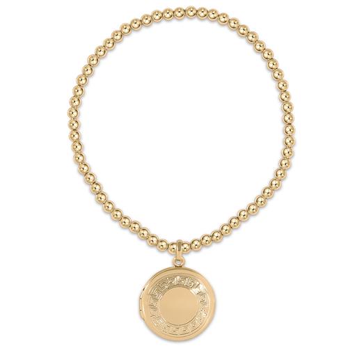 Classic Gold 3mm Bead Bracelet-Cherish Small Gold Locket - Gaines Jewelers