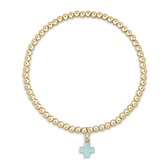Classic Gold 3mm Signature Cross Charm Bracelet - Gaines Jewelers